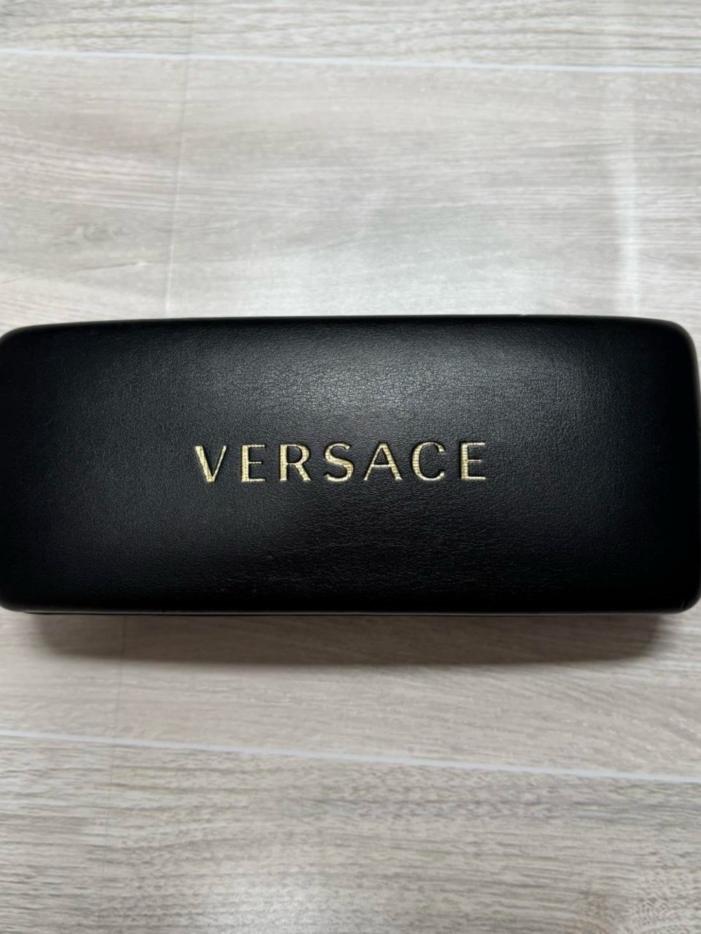 Versace Black Eyewear Case with Gold Lettering